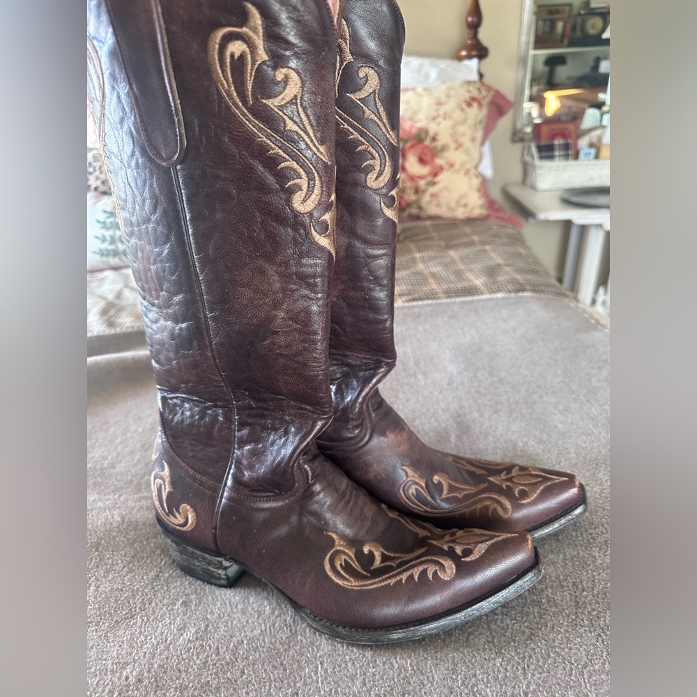 Old Gringo Yippee Ki Yay Korina Chocolate & Bone Tall Western Boots – Size 10